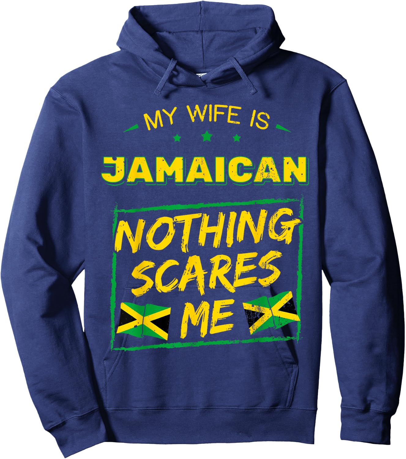 My Wife Is Jamaican Jamaica Heritage Proud Roots Flag Pride Hoodie - Hoodie | Navy