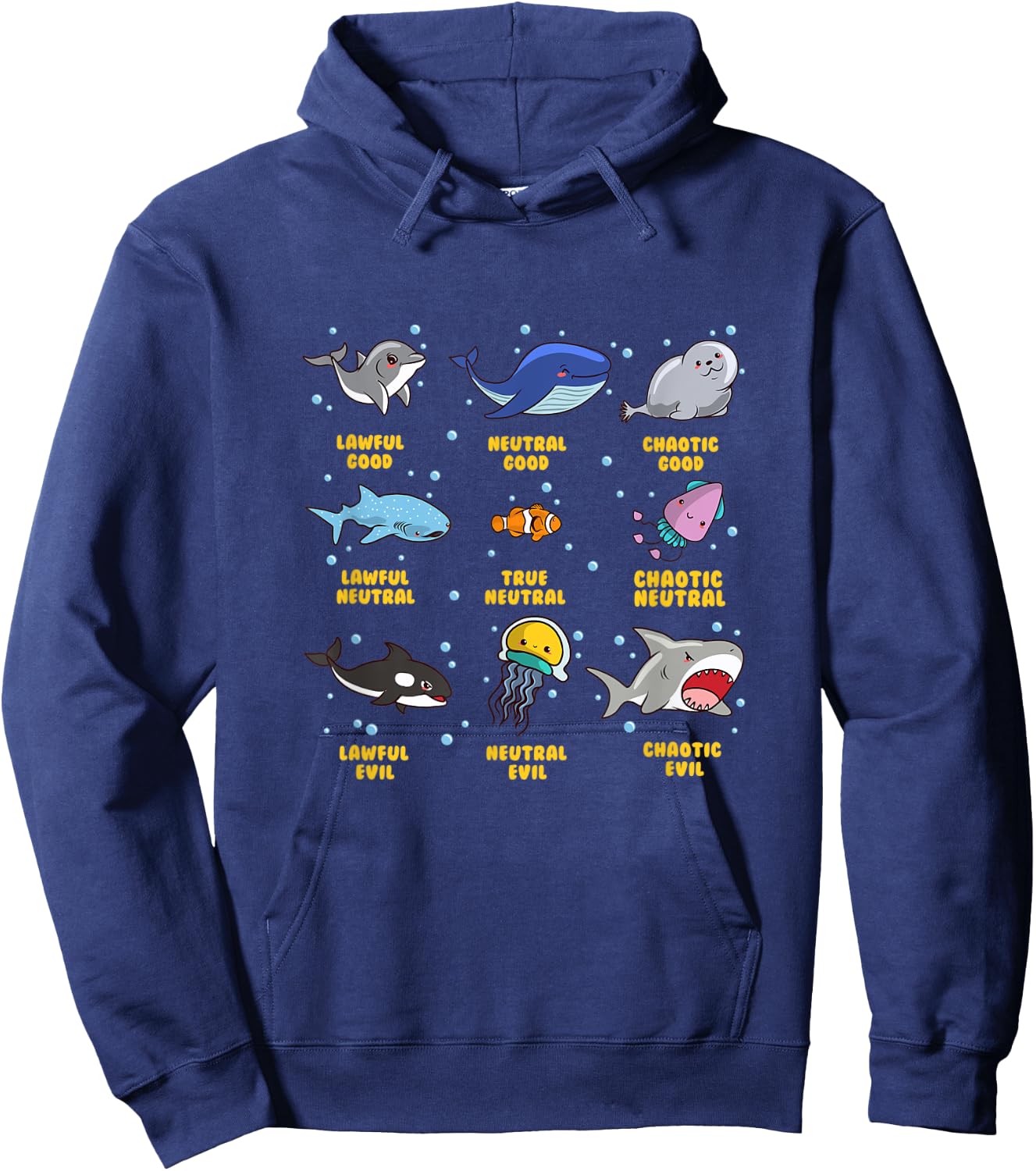 Sea Animal Alignment | Nerdy Marine Biology/Life RPG Gamer Hoodie - Hoodie | Navy