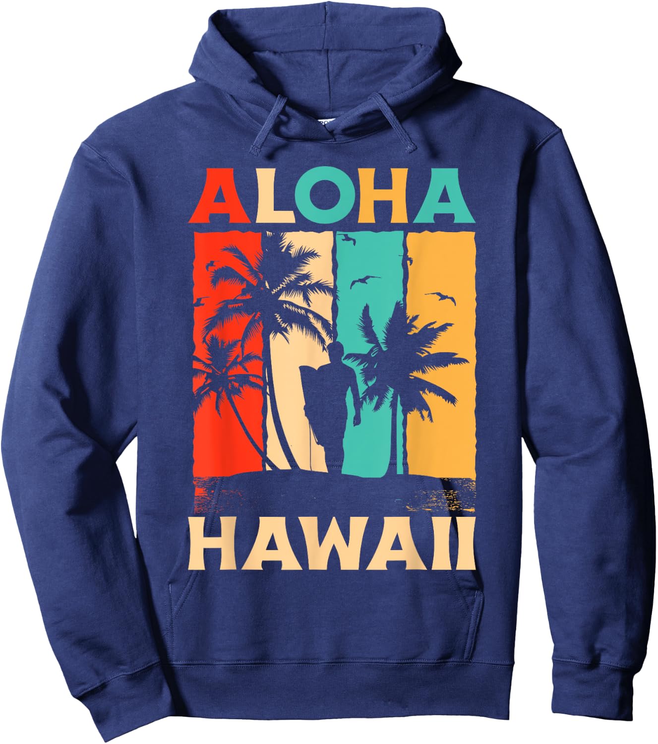 Aloha Hawaii State Hawaiian Island Retro Vintage Hoodie - Hoodie | Navy