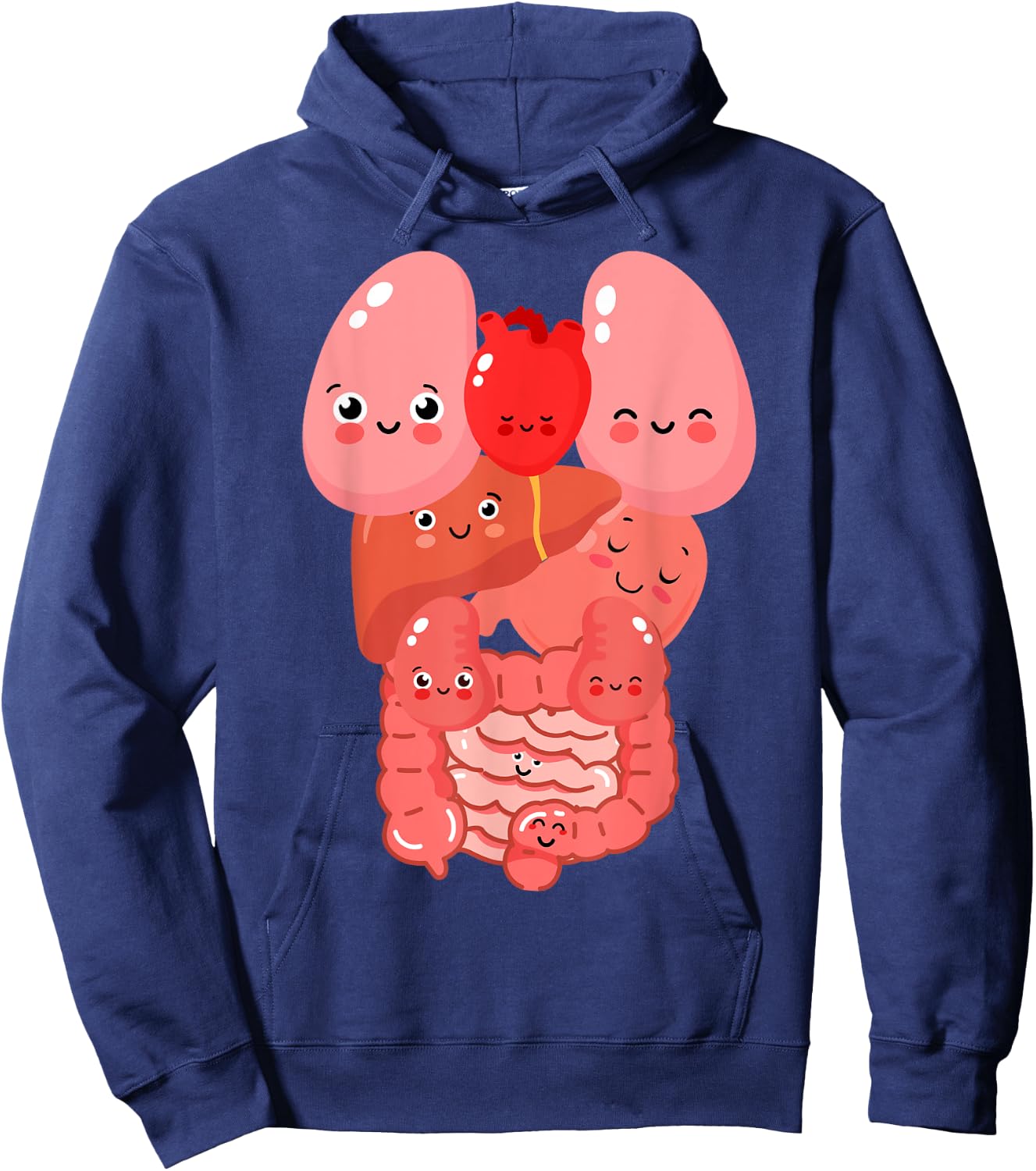 Internal Organs Funny Human Anatomy Smiling Hoodie - Hoodie | Navy