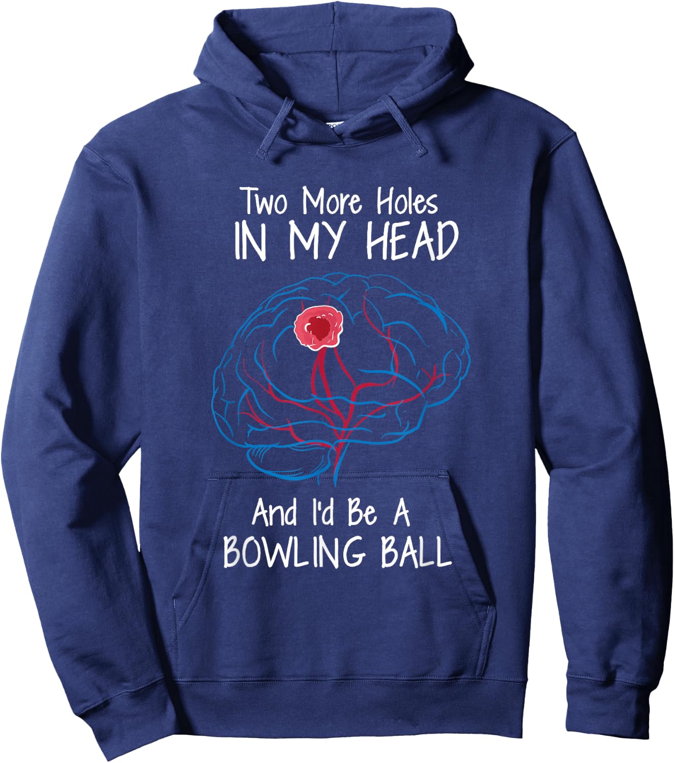 Bowling Ball Brain Tumor Awareness Warrior Survivor Humor Hoodie - Hoodie | Navy