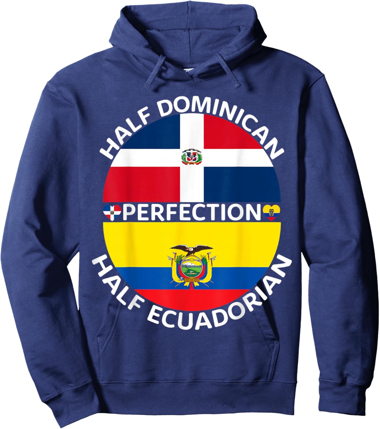 Half Ecuadorian Half Dominican Republic Ecuador Flag Men Hoodie - Hoodie | Navy