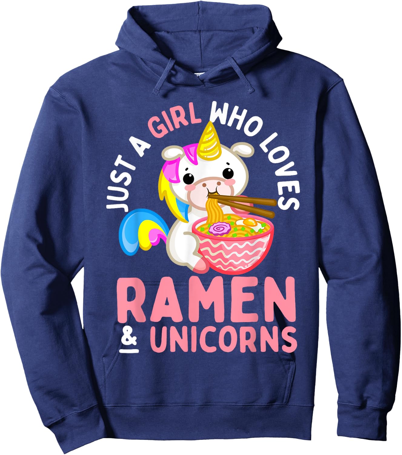 Just a Girl Who Loves Ramen and Unicorns Anime Teen Girls Hoodie - Hoodie | Navy