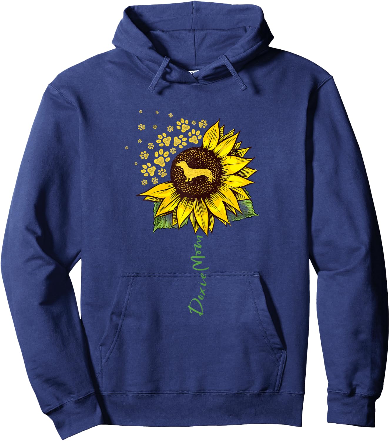 Doxie Mom Sunflower Dachshund Lover Gifts Dog Mom Mama Women Girls Kids Hoodie - Hoodie | Navy