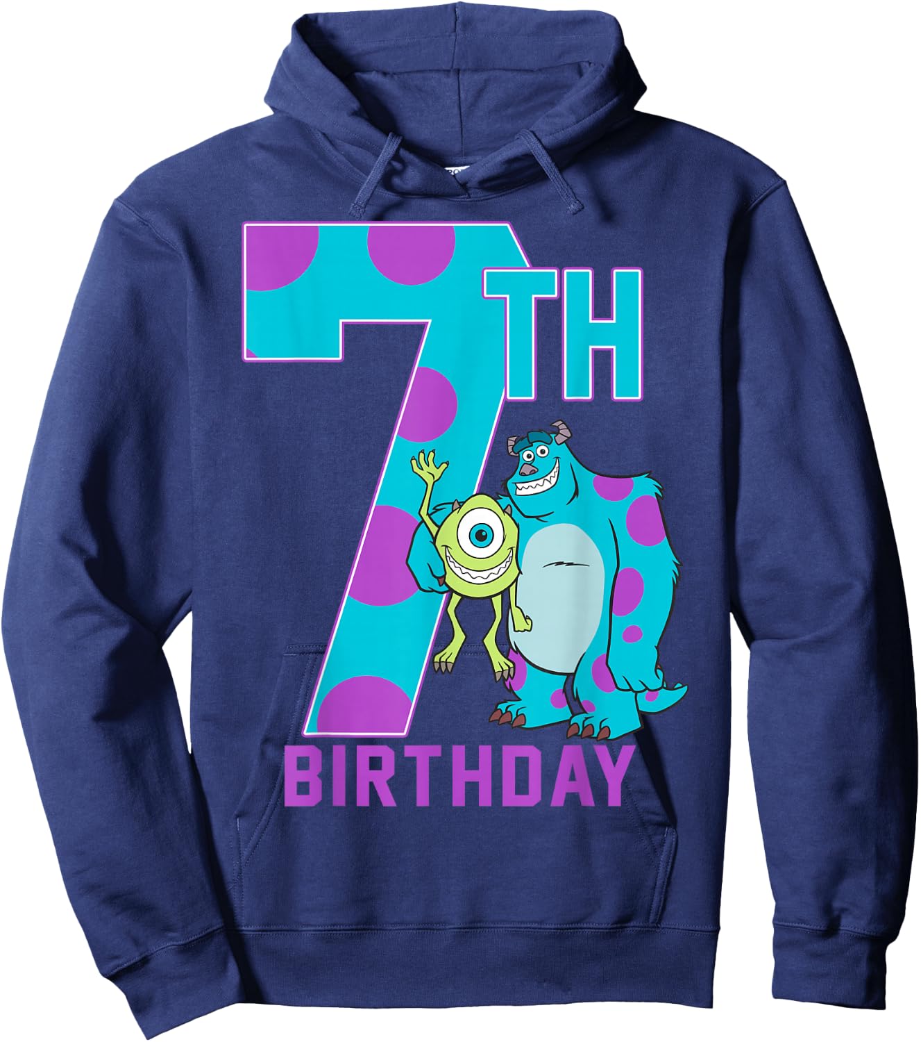 Disney Pixar Monsters Inc. Mike & Sully Happy 7th Birthday Hoodie - Hoodie | Navy