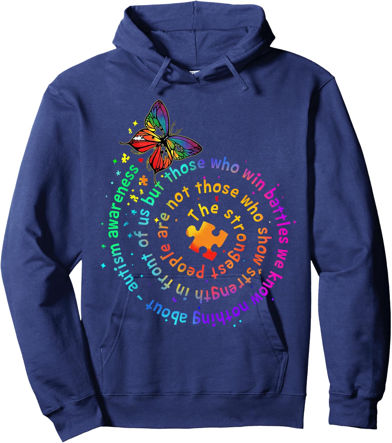 The Strongest People Butterfly Autism Awareness Hoodie - Hoodie | Navy
