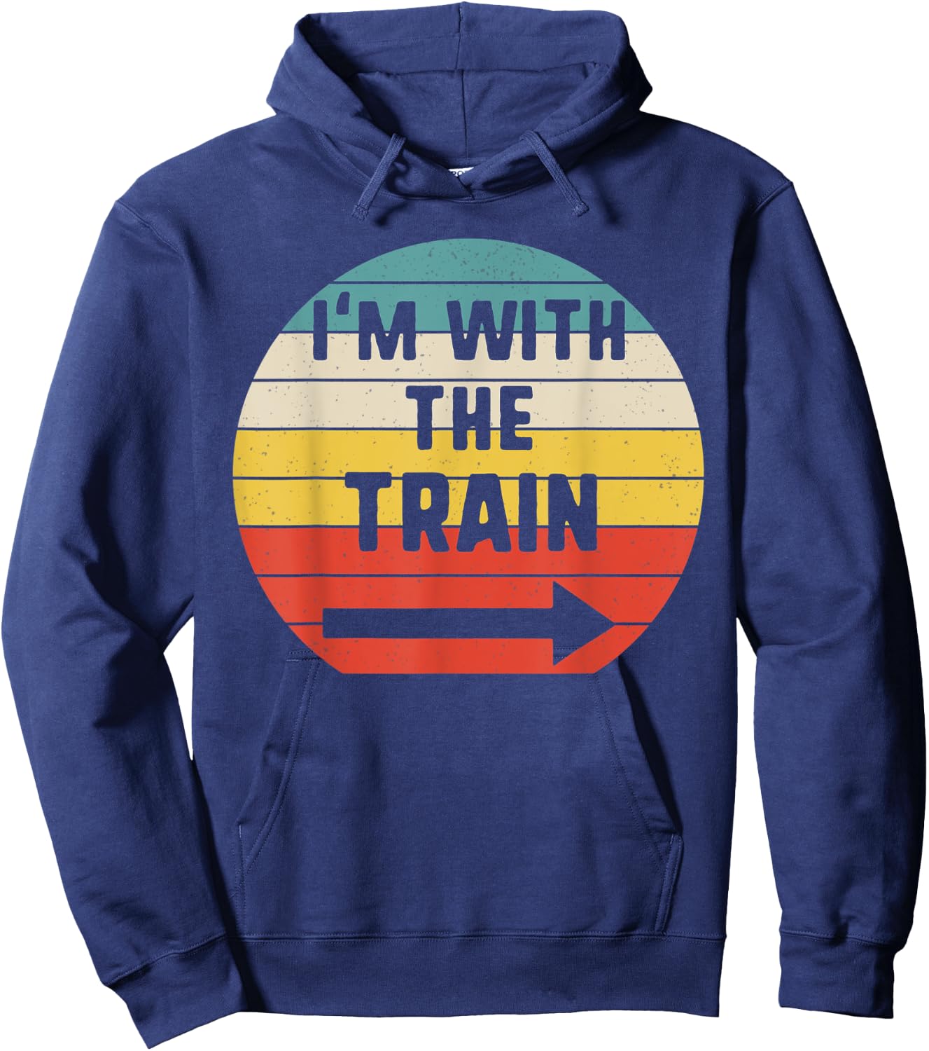 I'm With train Halloween Matching Couple Costume Vintage Hoodie - Hoodie | Navy