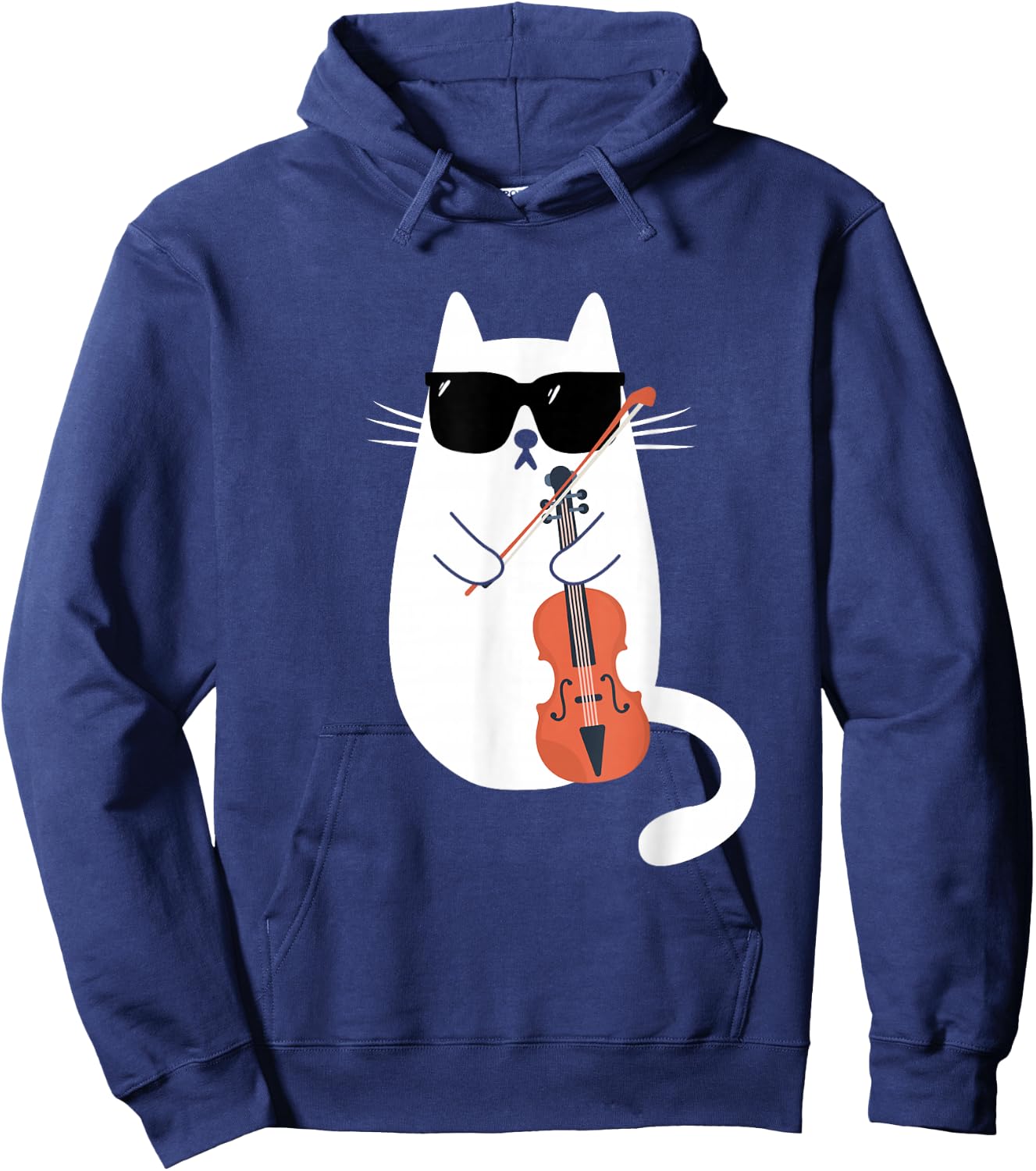 Funny Cat Wearing Sunglasses Playing Violin Viola Musician Hoodie - Hoodie | Navy