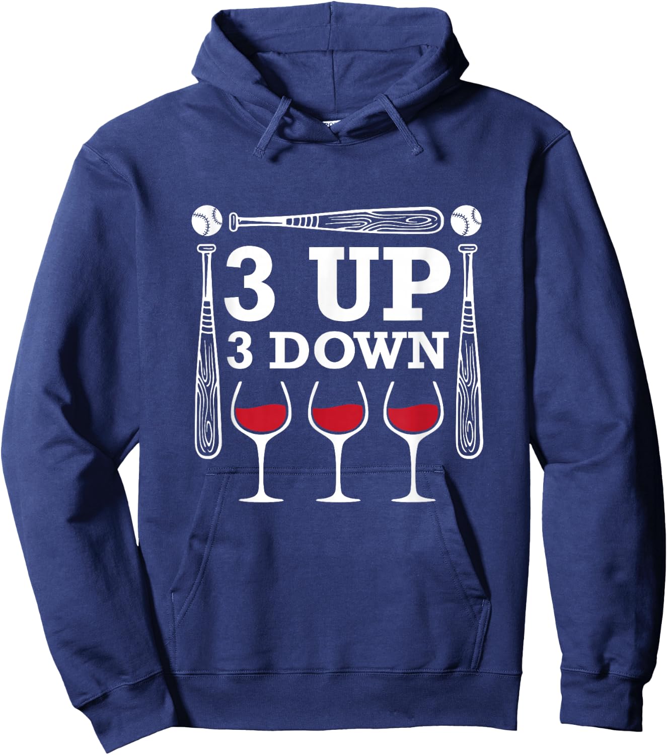 3 Up Three Down Wine Baseball Hoodie - Hoodie | Navy