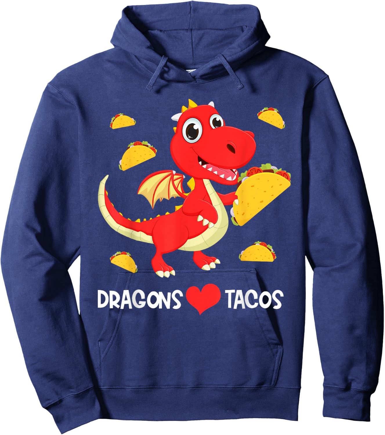 Dragons Love Tacos Cute Dragon Lover Boy Girl Mexico Taco Hoodie - Hoodie | Navy