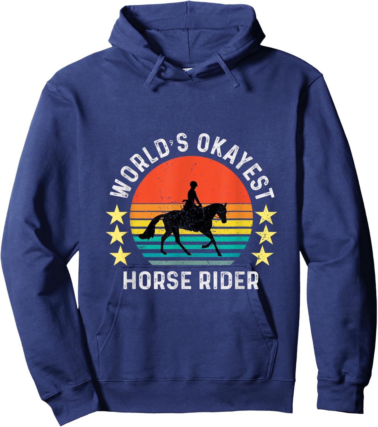 World's Okayest Horse Rider Vintage Retro Hoodie - Hoodie | Navy