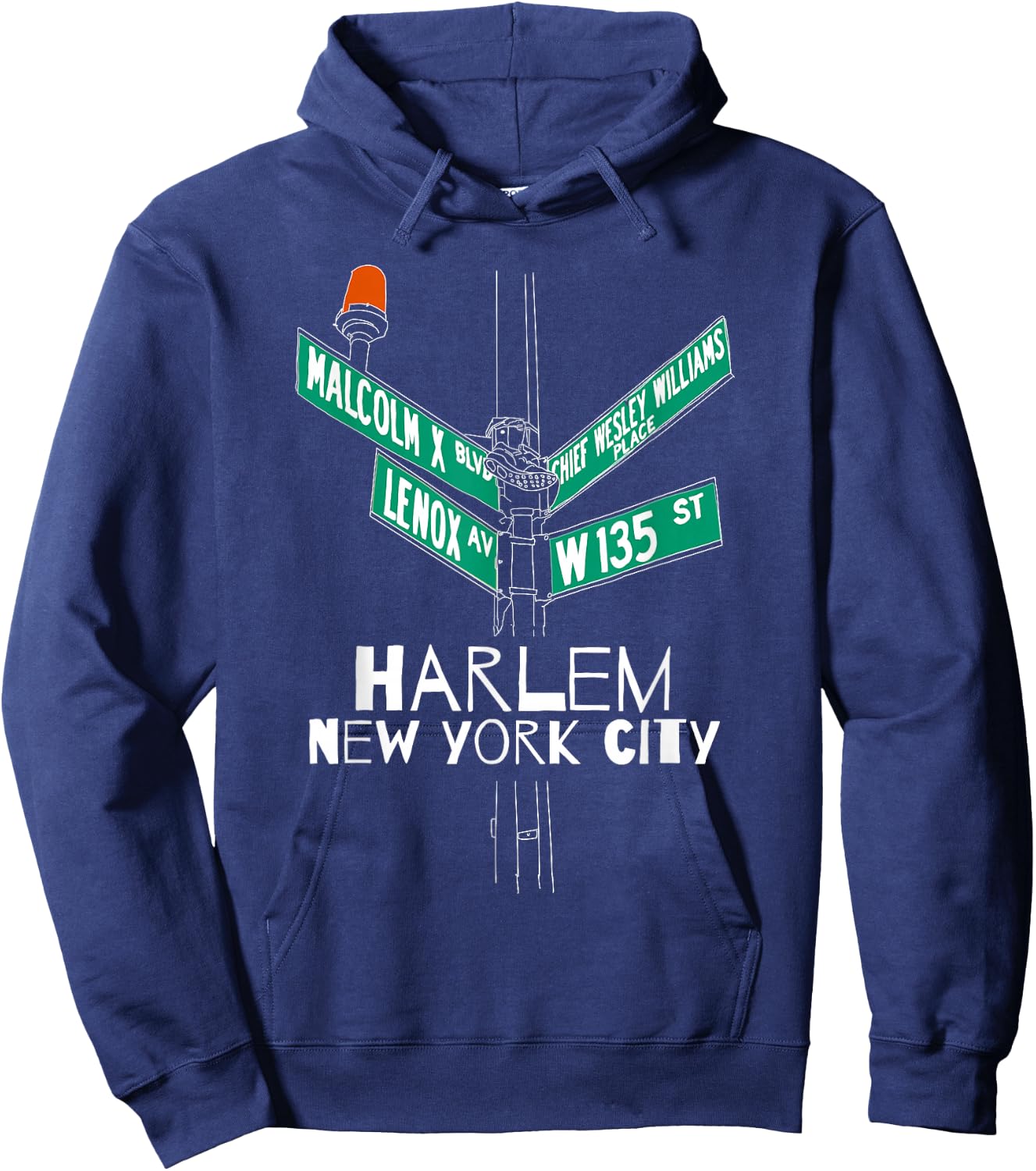 Harlem New York City Street Sign Hoodie - Hoodie | Navy