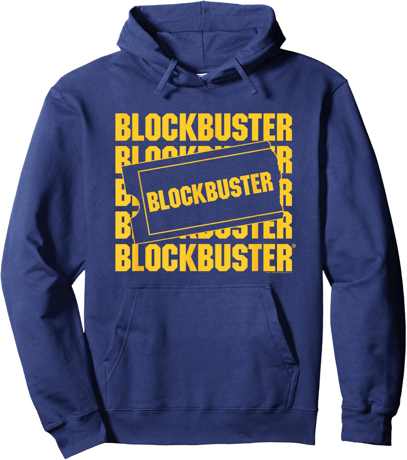 Blockbuster Repeating Logo with Ticket Hoodie - Hoodie | Navy