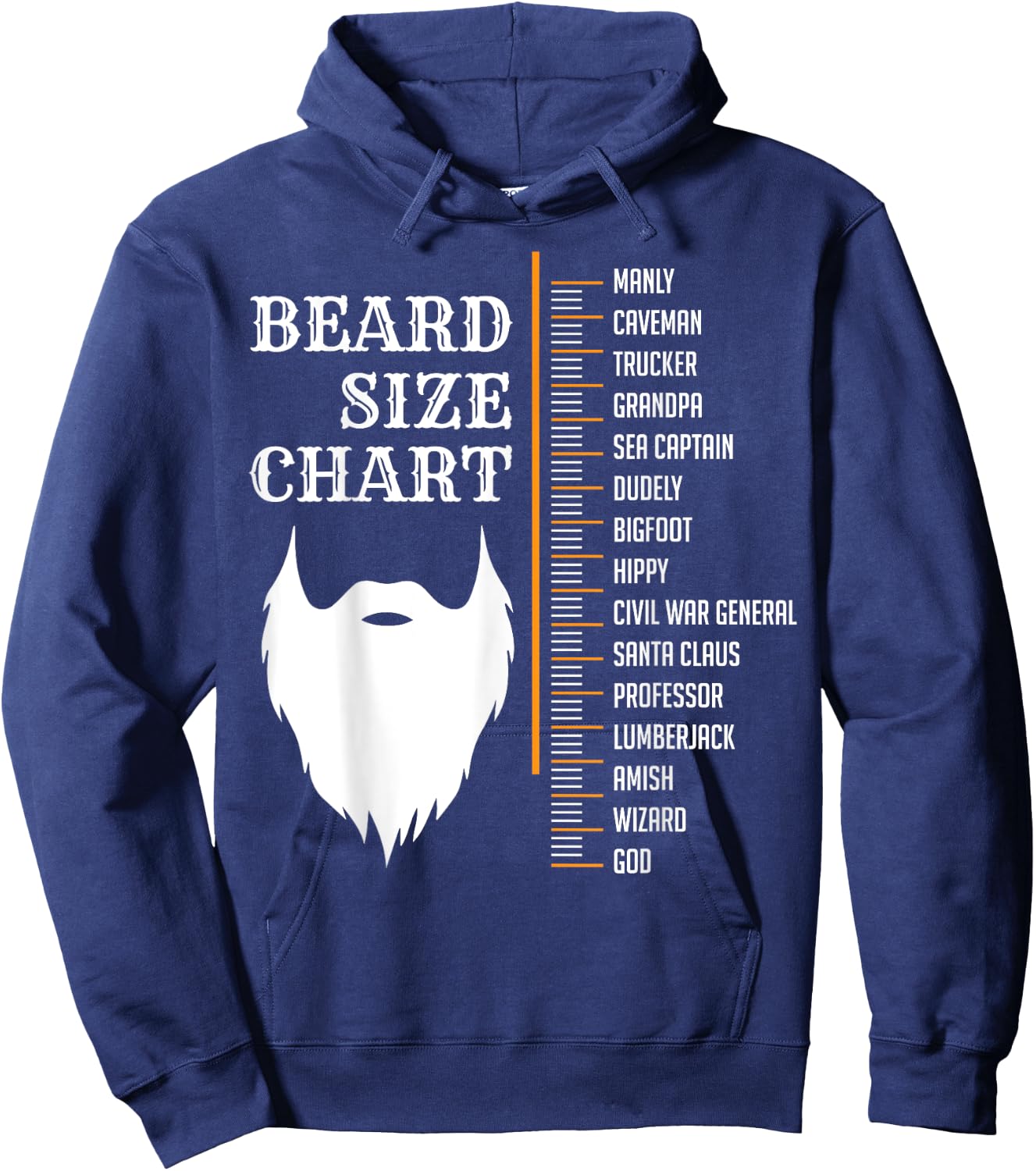 Beard Measurement Chart Shirt, Beard Length Growth Chart Hoodie - Hoodie | Navy