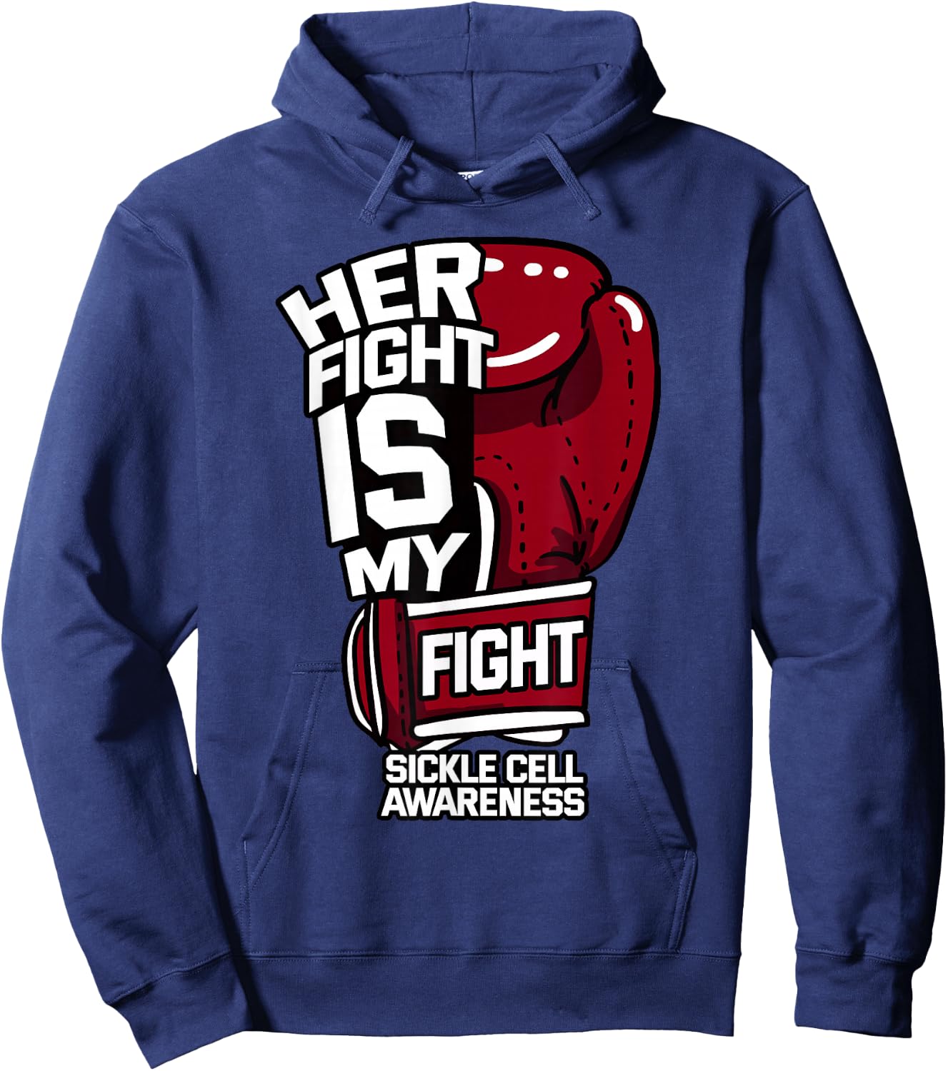 Her Fight Is My Fight Sickle Cell Awareness Burgundy Ribbon Hoodie - Hoodie | Navy