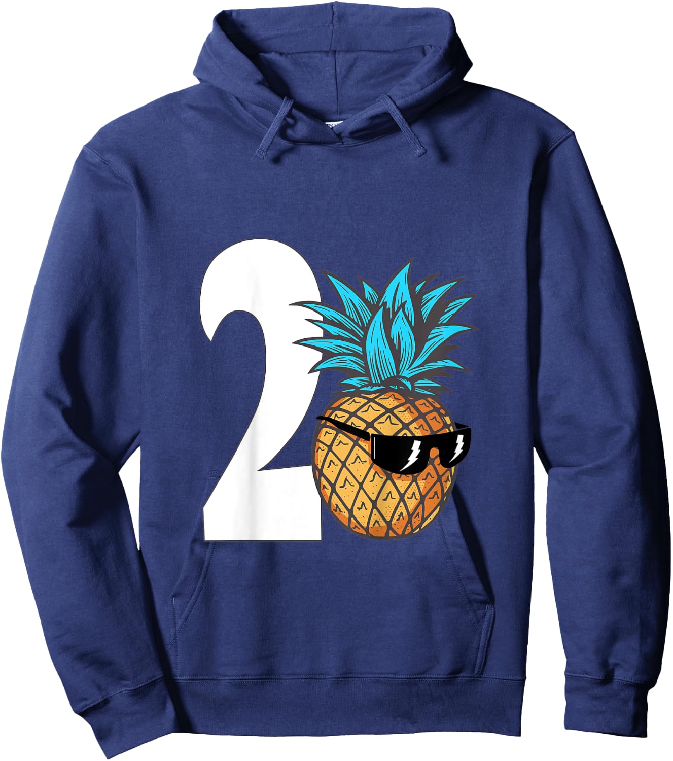 Kids Two Year Old Birthday Boy Cool Pineapple 2nd Birthday Party Hoodie - Hoodie | Navy