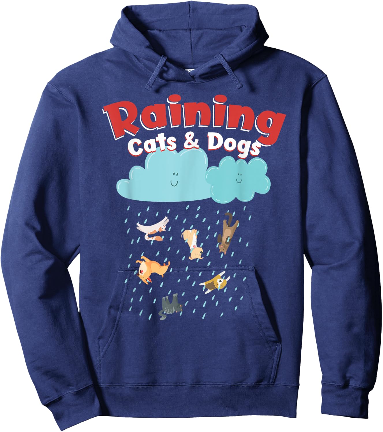 Raining Cats And Dogs Rainy Canine Feline Pet Halloween Cute Hoodie - Hoodie | Navy