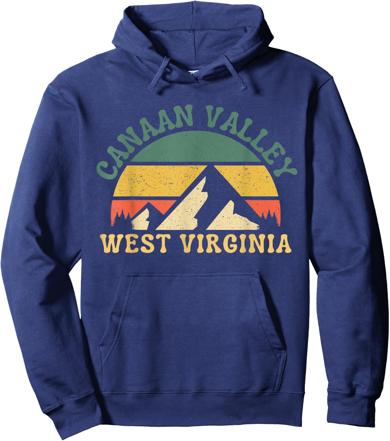 Canaan Valley West Virginia Mountain Retro Sunset Vintage Hoodie - Hoodie | Navy