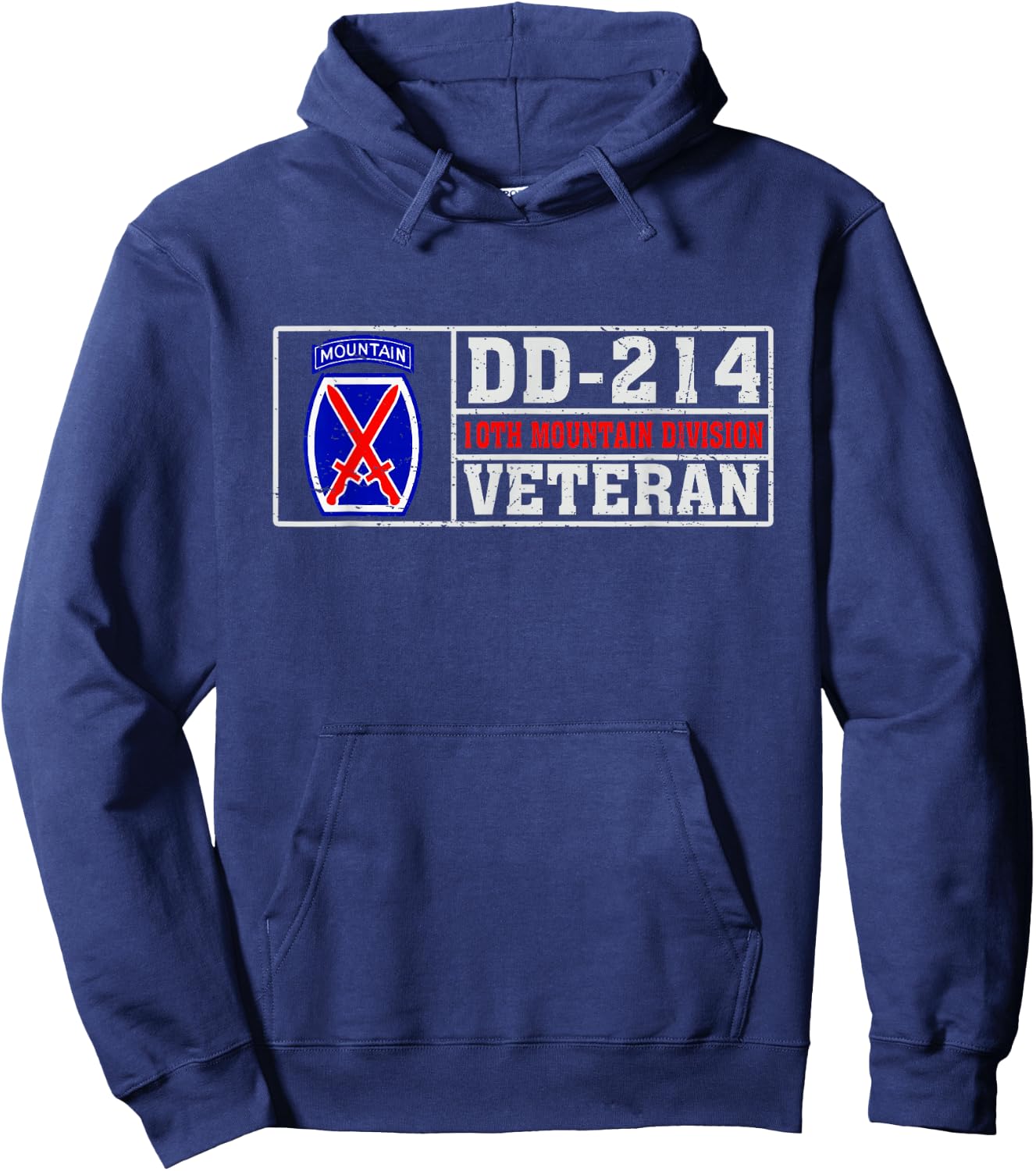 Proud 10th Mountain Division Veteran US Infantry Military Hoodie - Hoodie | Navy