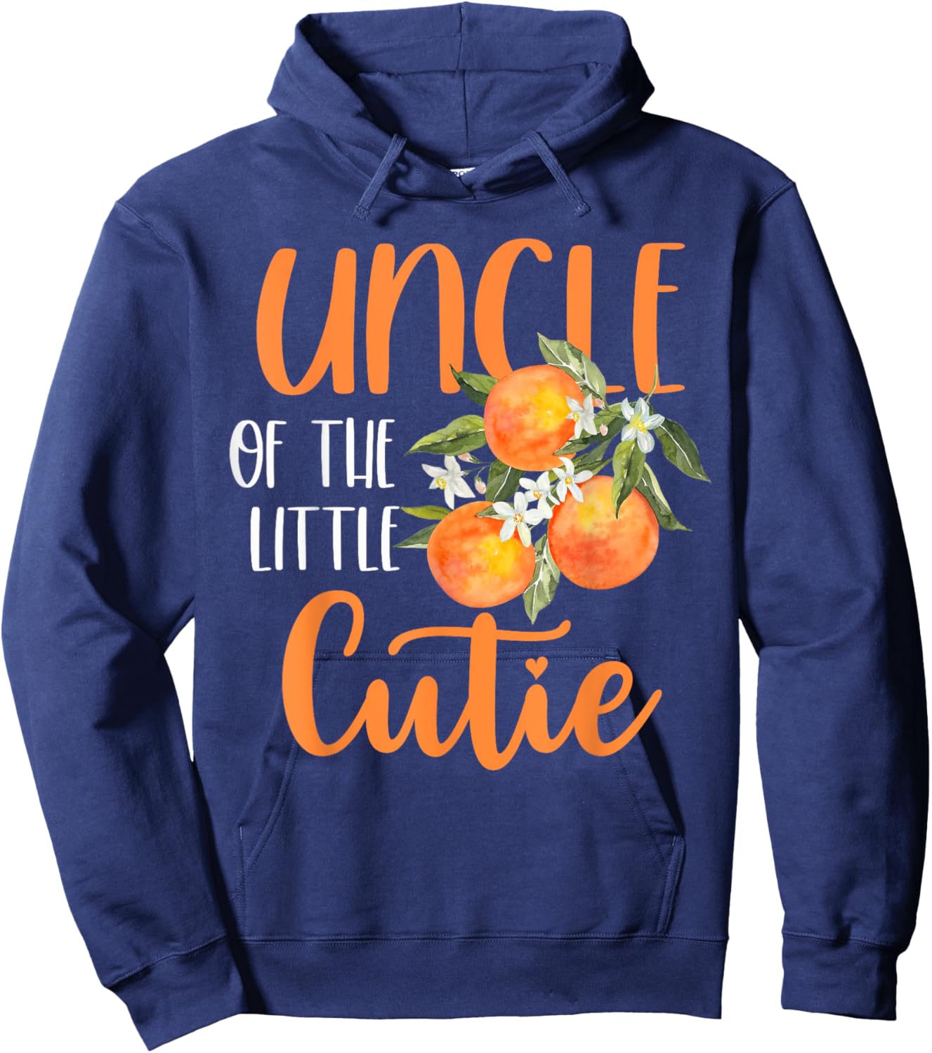 Uncle Little Cutie Baby Shower Orange 1st Birthday Party Hoodie - Hoodie | Navy