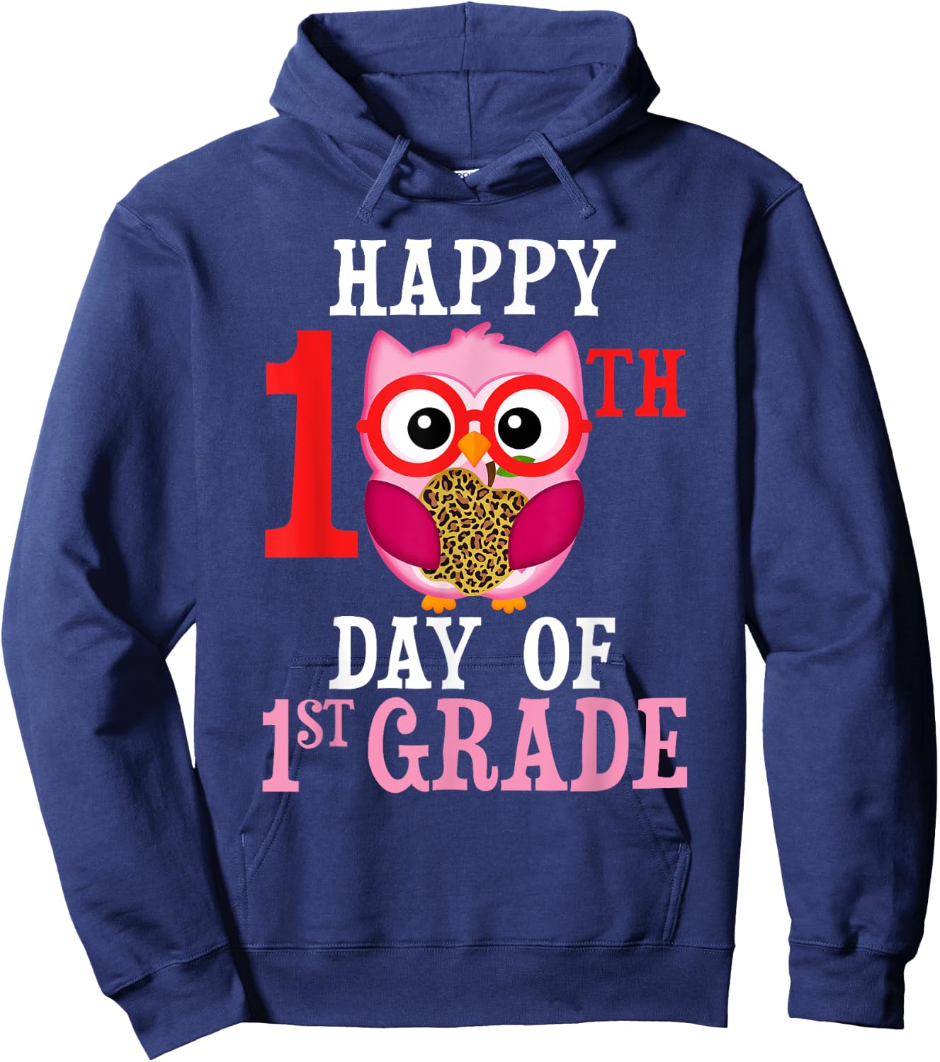 Happy 100th Day Of First Grade Owl Cute Teacher Student Girl Hoodie - Hoodie | Navy