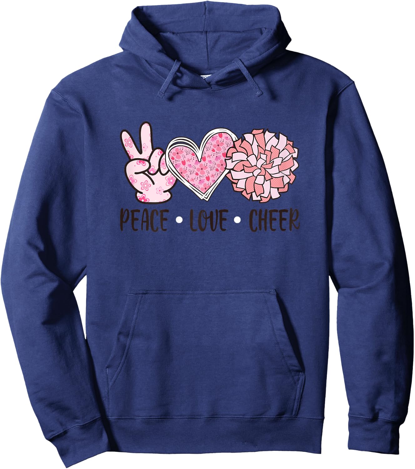 Cheerleading Shirt Girls Peace Love Cheer Cheerleader Women Hoodie - Hoodie | Navy