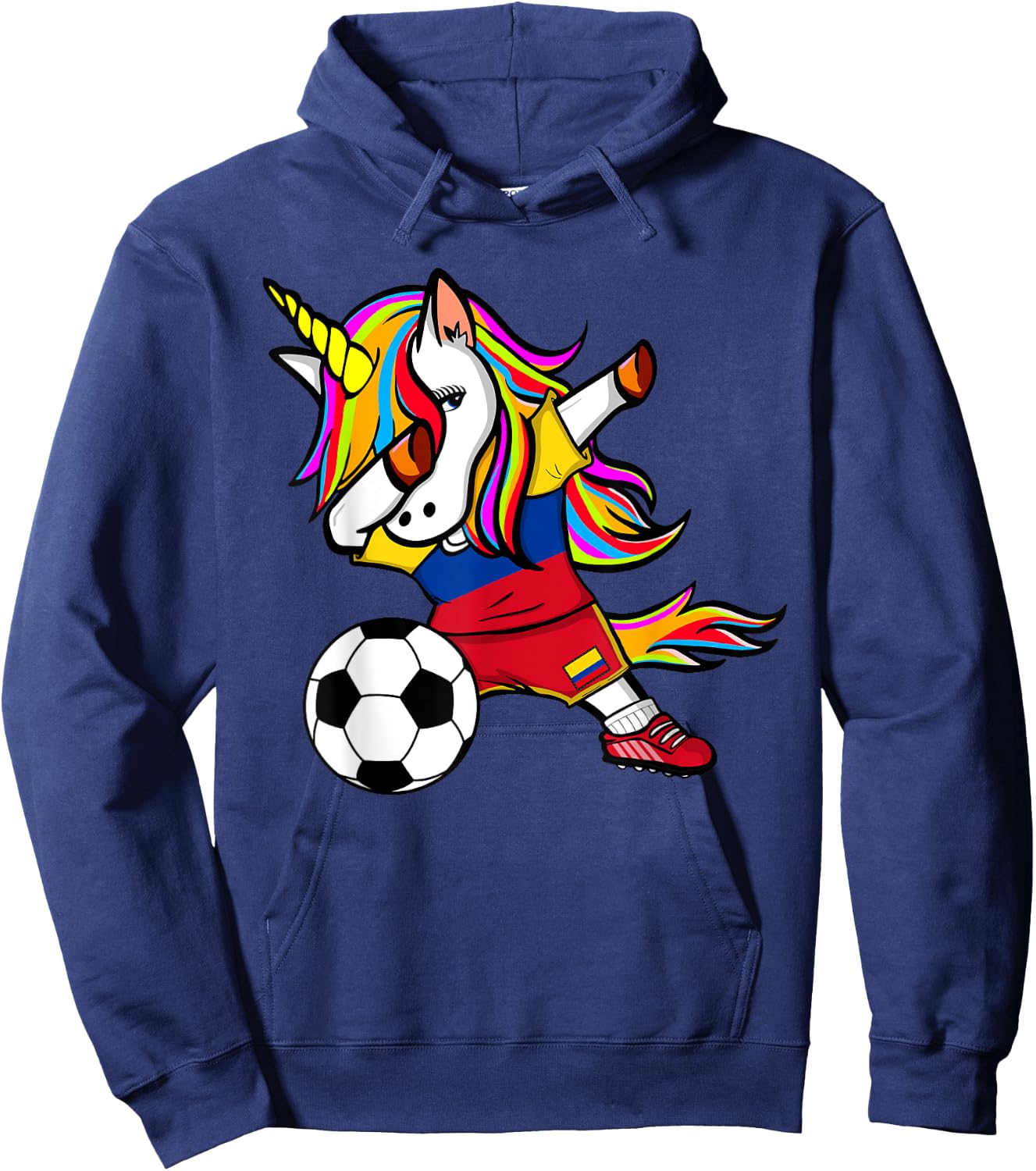 Dabbing Unicorn Colombia Soccer Jersey - Colombian Football Hoodie - Hoodie | Navy