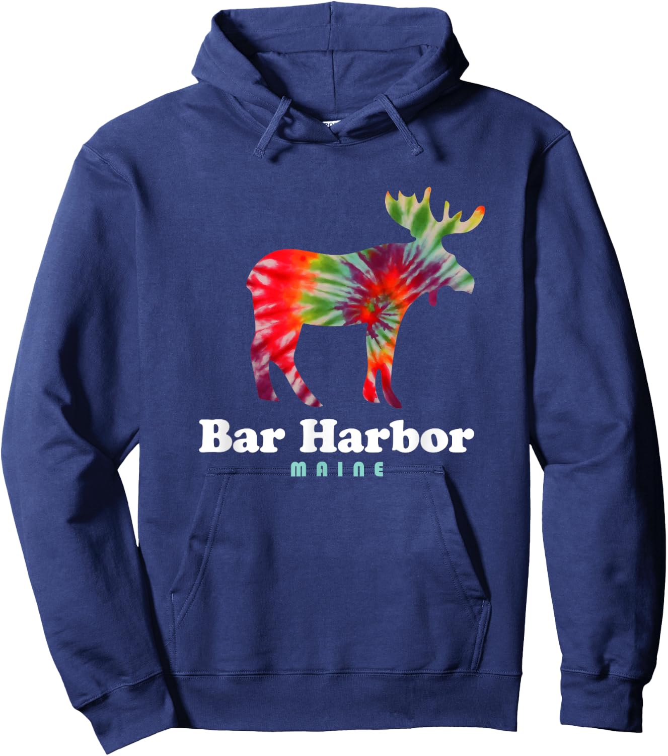 Bar Harbor Moose Maine Acadia National Park Tie Dye Hoodie - Hoodie | Navy