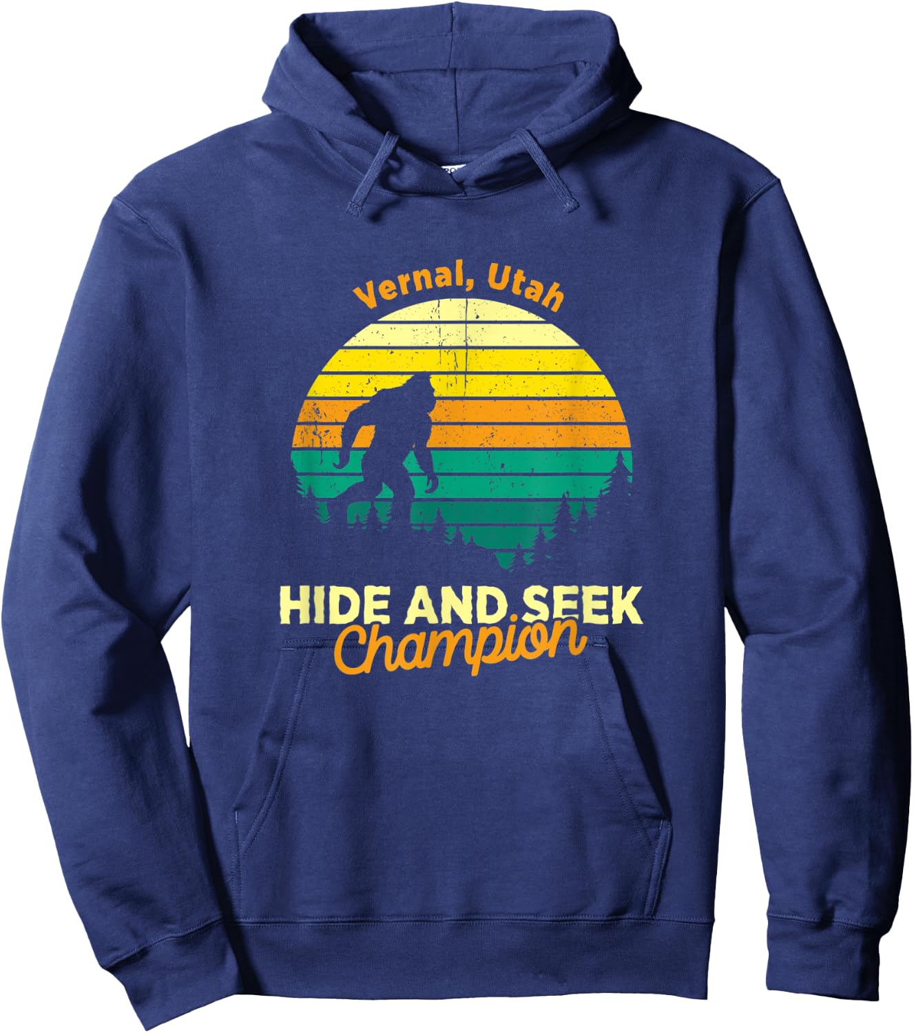 Vintage Vernal, Utah Mountain Hiking Souvenir Print Hoodie - Hoodie | Navy