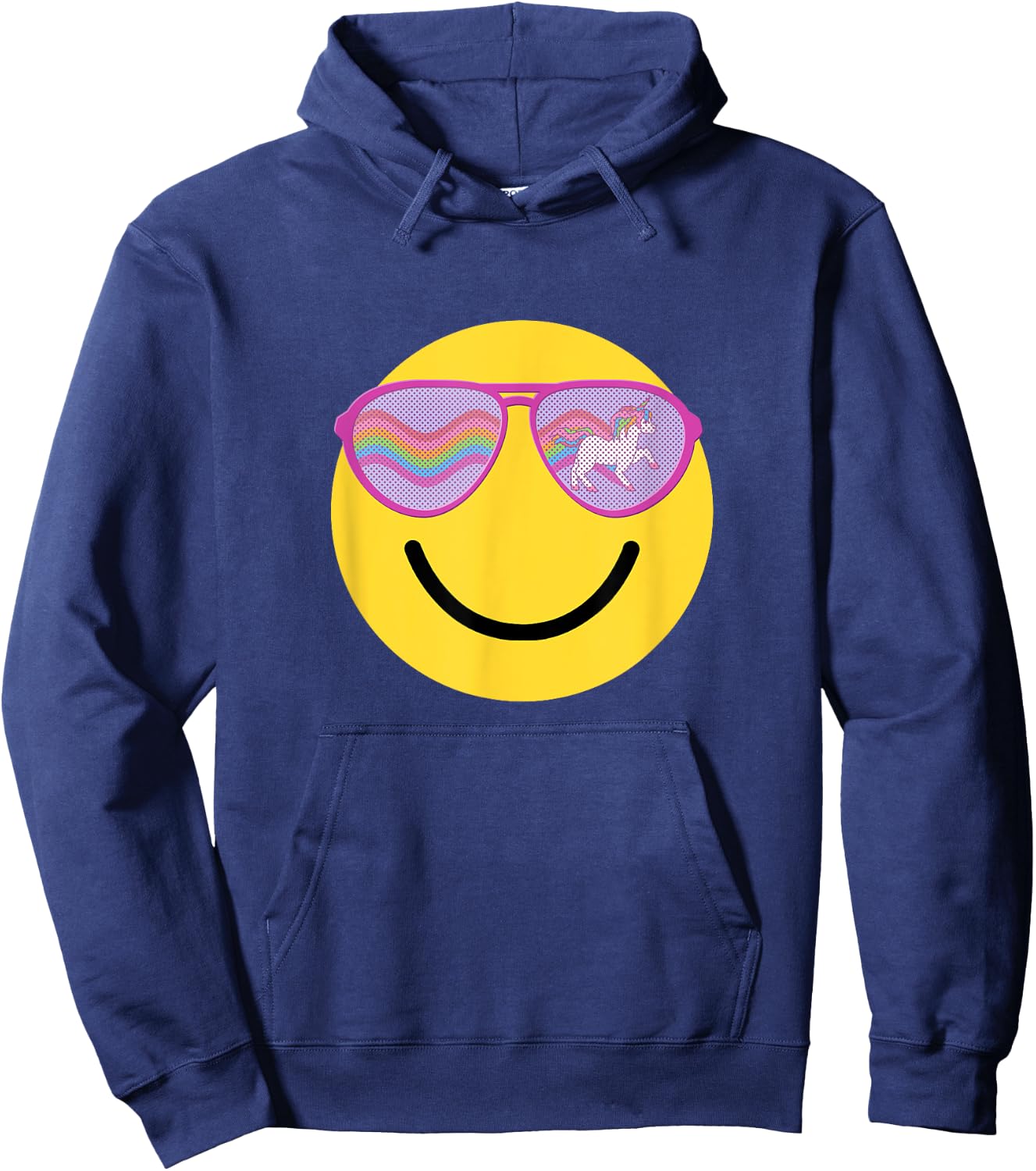 Emoticon Smiling Face With Unicorn Sunglasses Hoodie - Hoodie | Navy