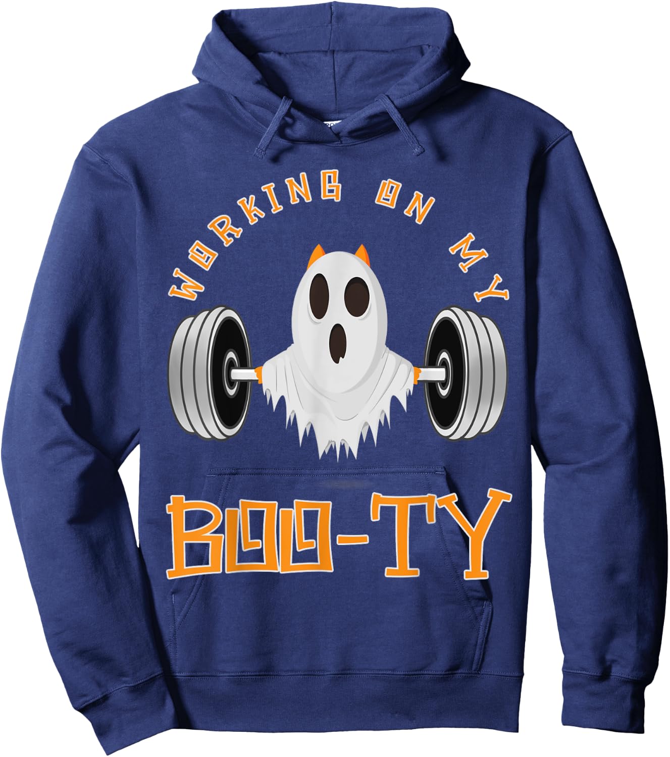 Funny Halloween Workout Gym Working On My Boo-Ty Men Women Hoodie - Hoodie | Navy