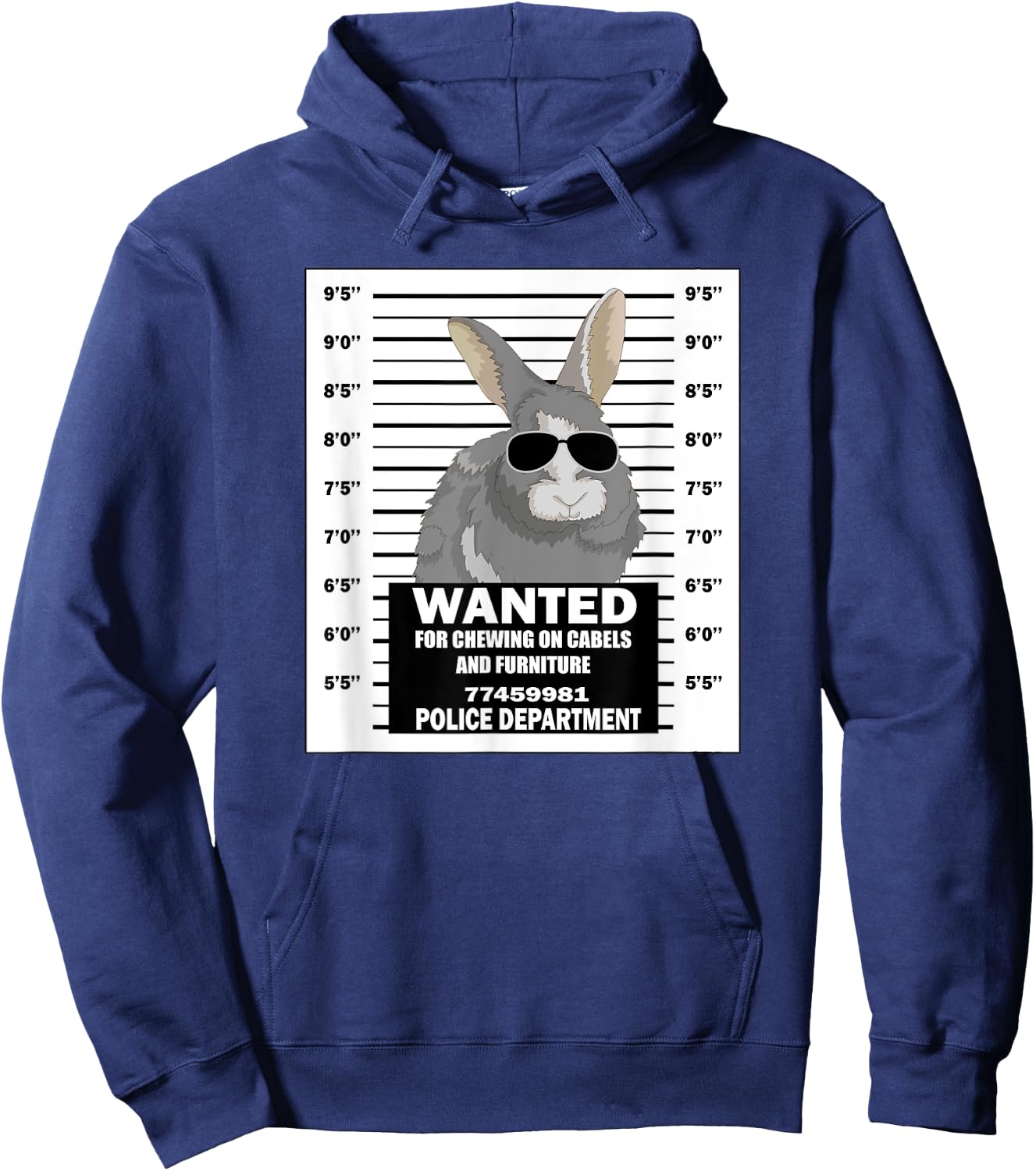 Bunny Rabbit Mugshot Funny Hoodie - Hoodie | Navy