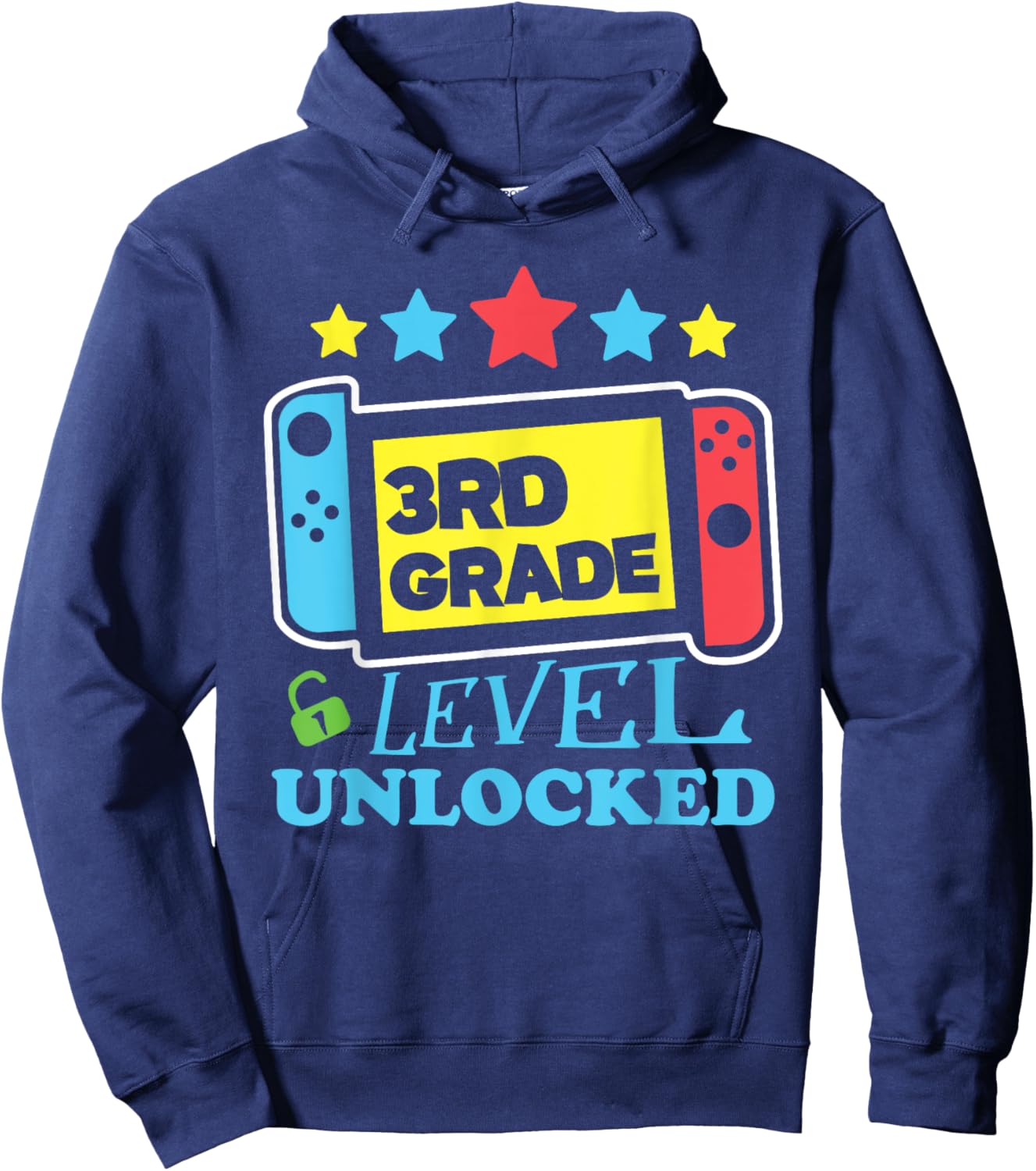 Game Gaming 3rd Grade Level Unlocked First Day Boys Gifts Hoodie - Hoodie | Navy