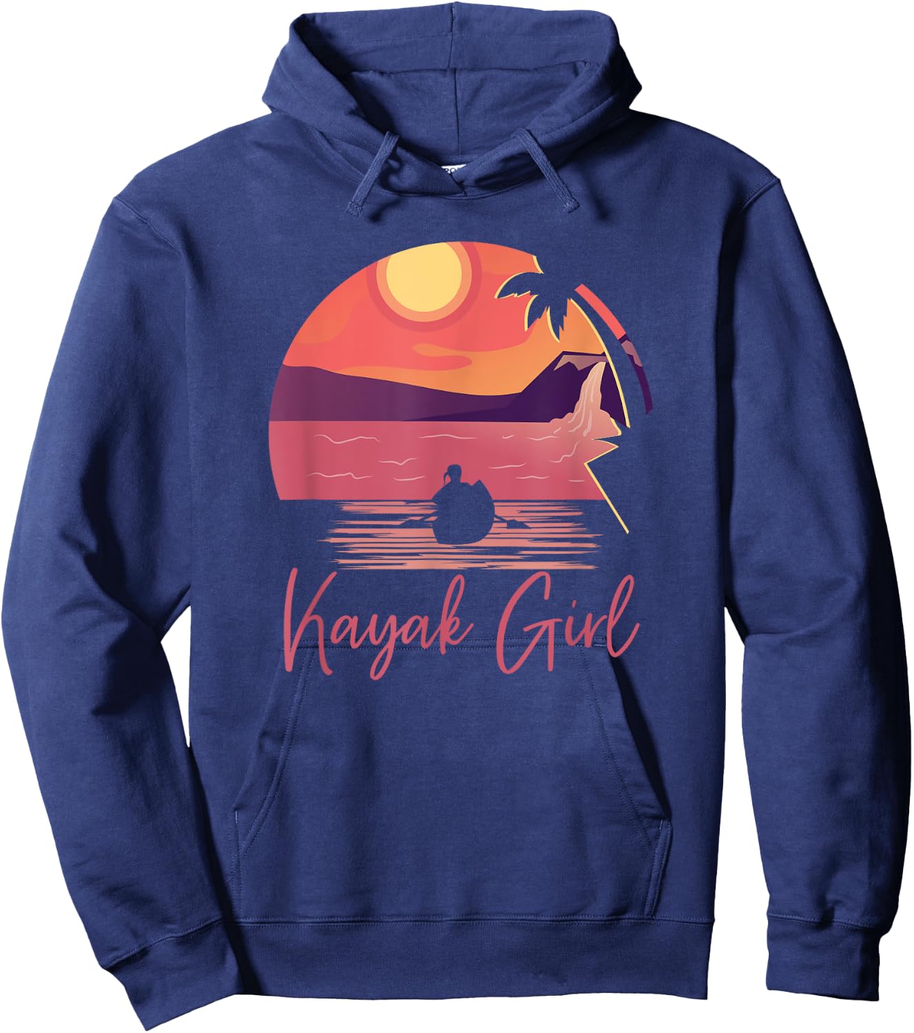 Kayak Girl Women Kayak Outdoor Sport Canoe Sunset Kayaking Hoodie - Hoodie | Navy