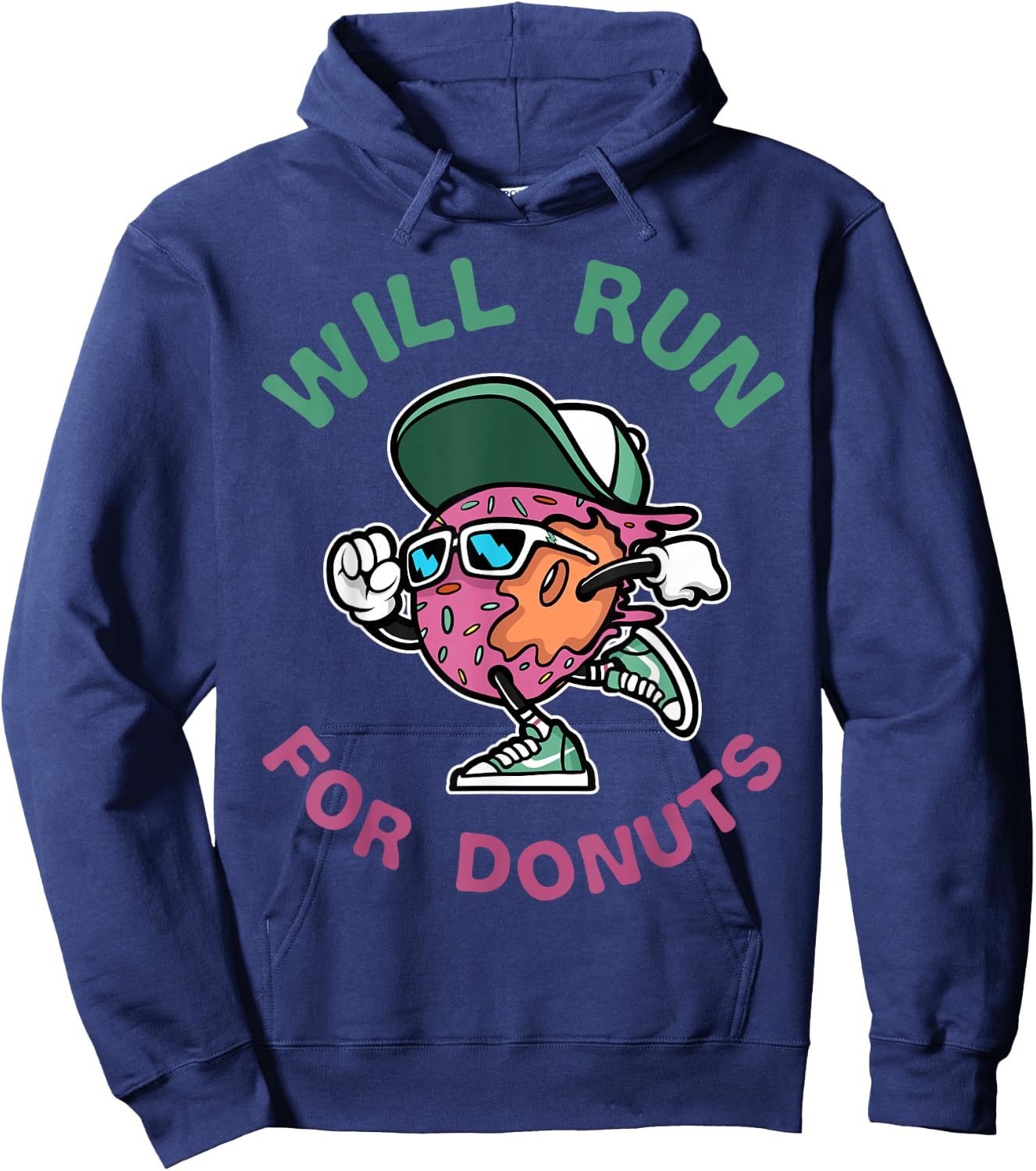 Runner WIll Run For Donuts Funny Runner Marathon Running Hoodie - Hoodie | Navy