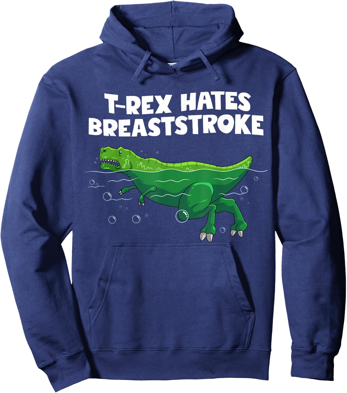 Funny T-Rex Gift Men Women Cool Dino Swimming Breaststroke Hoodie - Hoodie | Navy