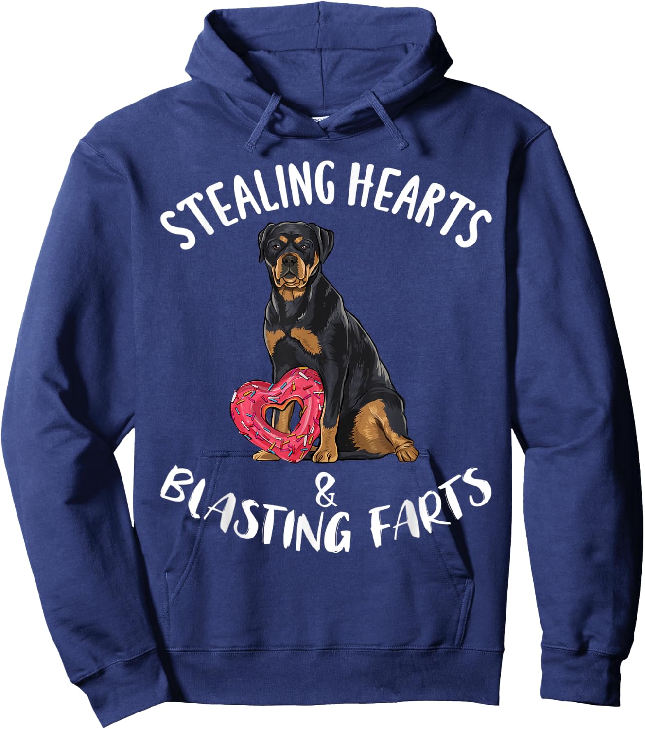 Stealing Hearts Blasting Farts Rottweiler Valentines Day Hoodie - Hoodie | Navy