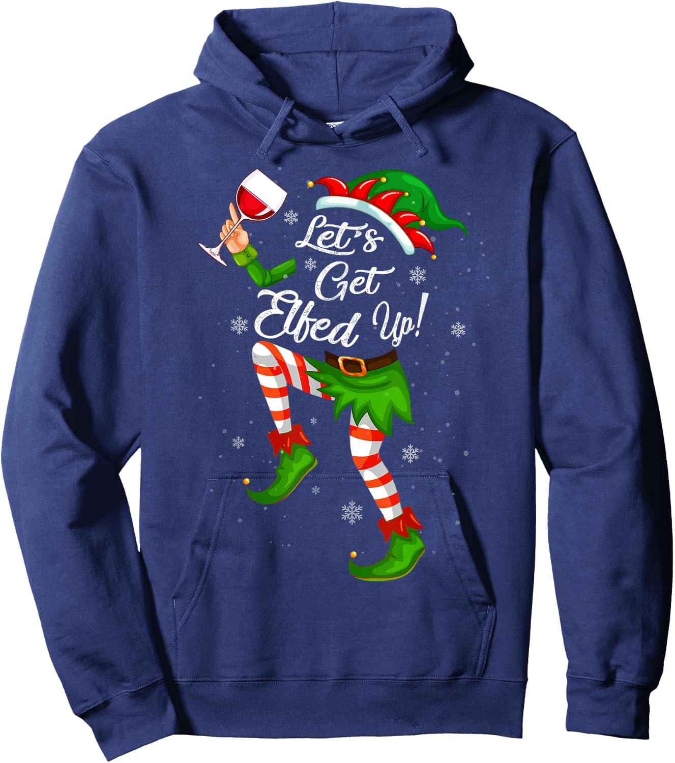 Let's Get Elfed Up Funny Drinking Christmas Cheers Holiday Hoodie - Hoodie | Navy
