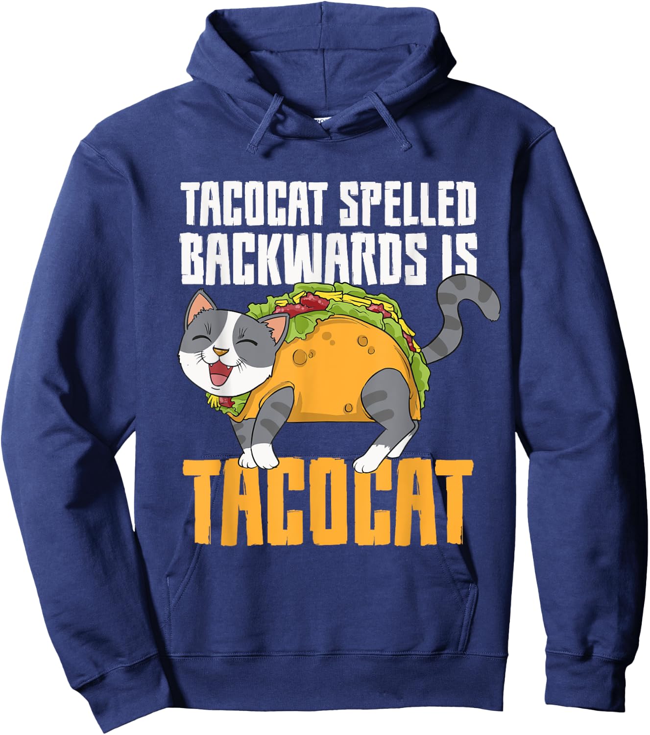 Tacocat Palindrome Taco Cat Lover Mexican Food Linguist Men Women Girls Kids Hoodie - Hoodie | Navy