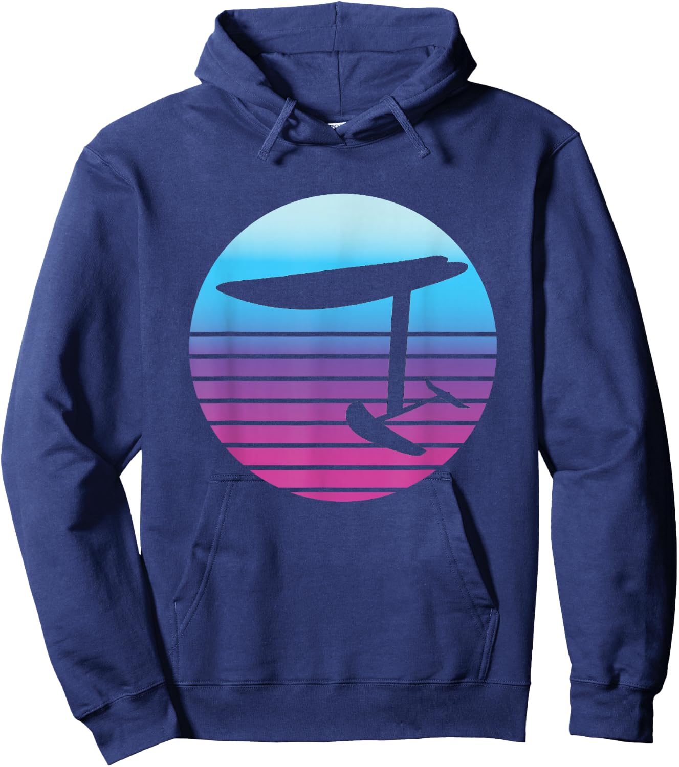 Efoil Electric Hydrofoil Retro Sunset Surf Hoodie - Hoodie | Navy
