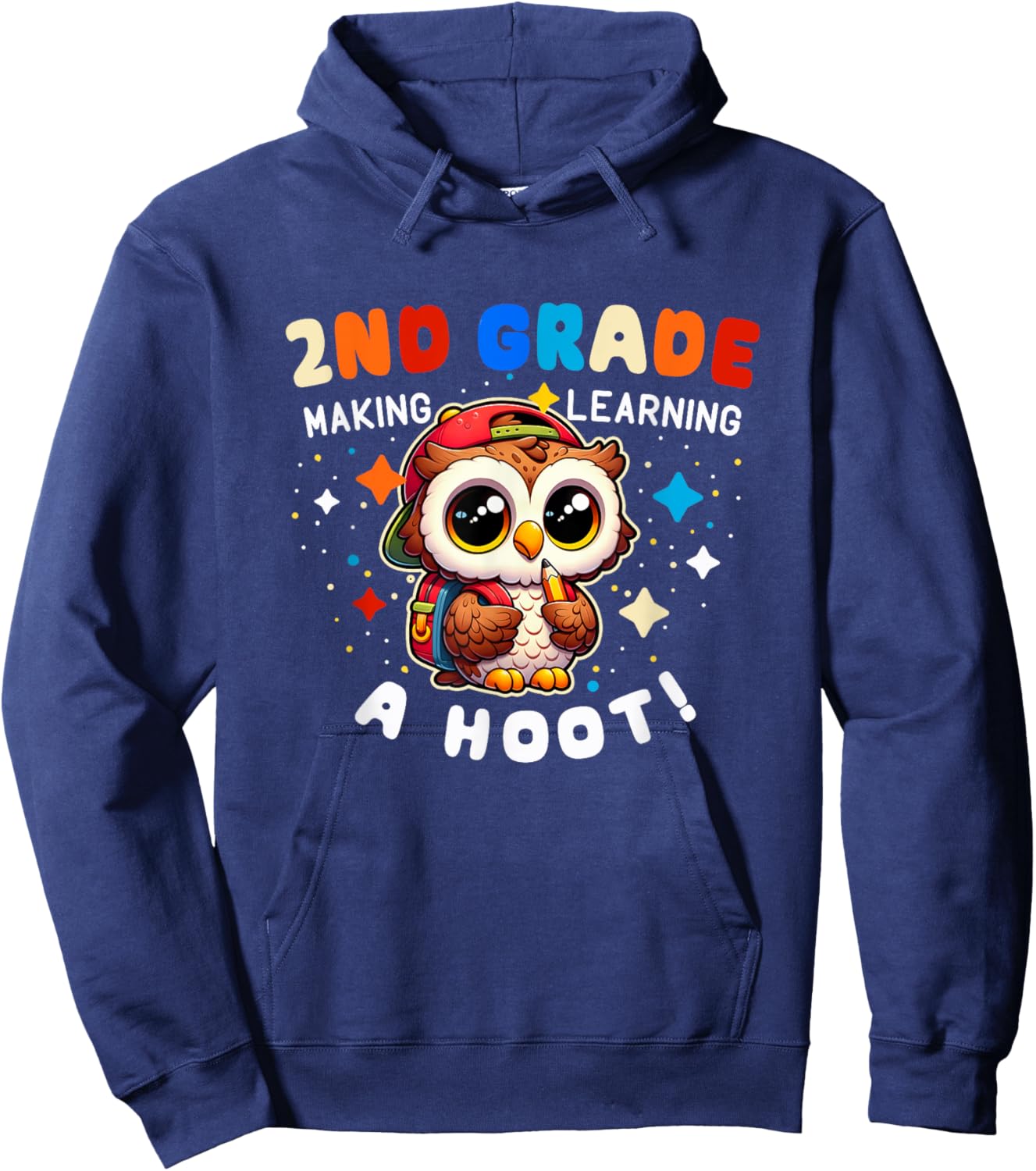 Cute 2nd Grade Teacher Mom Dad Making Learning a Hoot Owl Hoodie - Hoodie | Navy