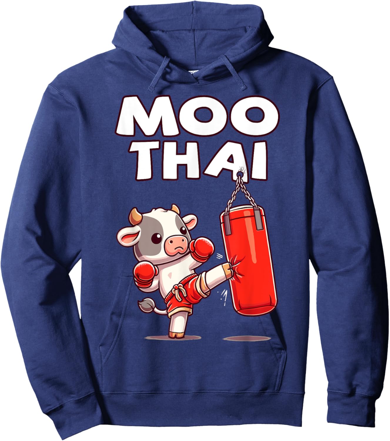Moo Thai, Muay Thai Cow | Thai Boxing For Kids, Muay Thai Hoodie - Hoodie | Navy