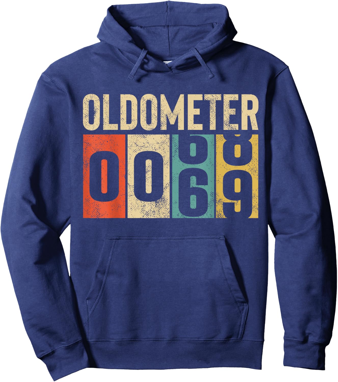 Funny 69 Years Old Oldometer Vintage 69th Birthday Odometer Hoodie - Hoodie | Navy