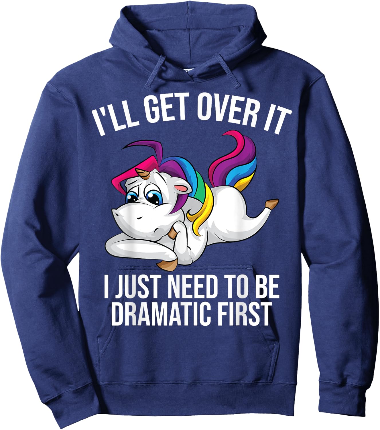 Funny Unicorn Lover Gift | Cute Drama Queen Girls Kids Women Hoodie - Hoodie | Navy