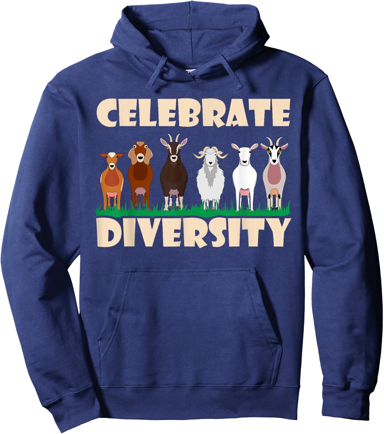 Funny Goat Gift Women Cool Celebrate Diversity Goat Hoodie - Hoodie | Navy