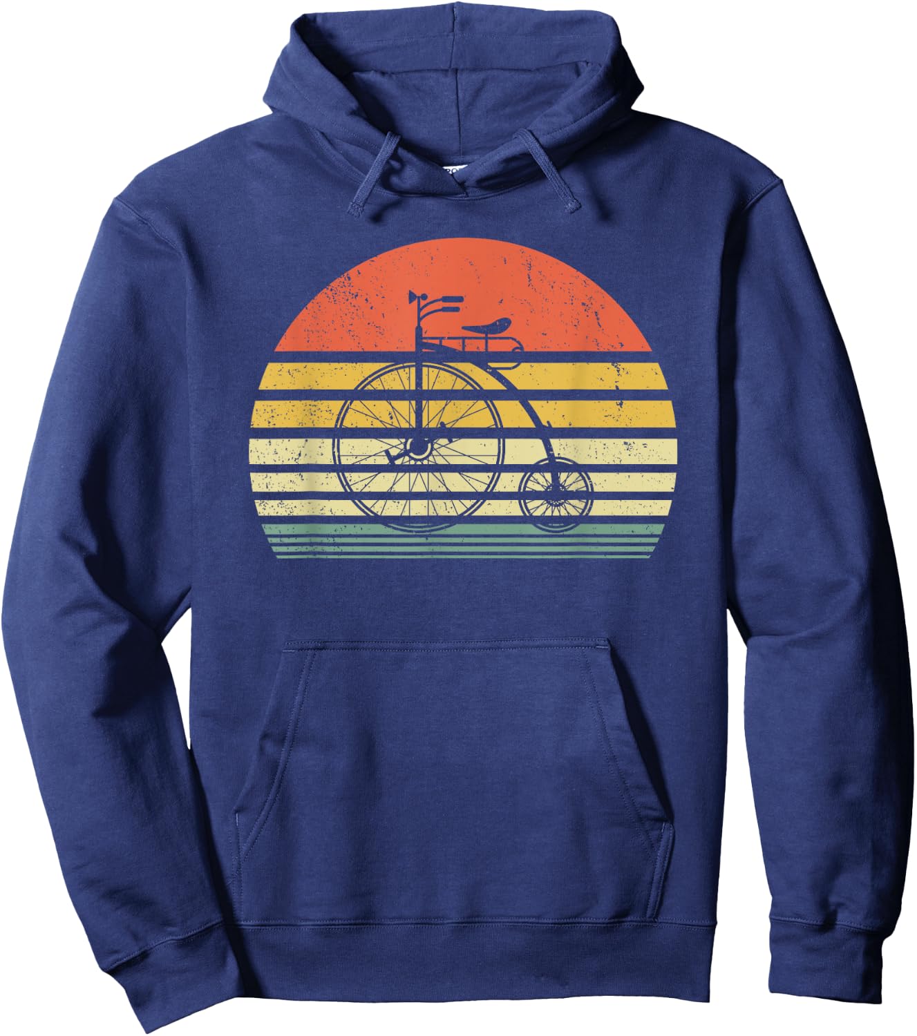 Vintage Penny Farthing Bike - High Wheel Bicycle - Cycling Hoodie - Hoodie | Navy