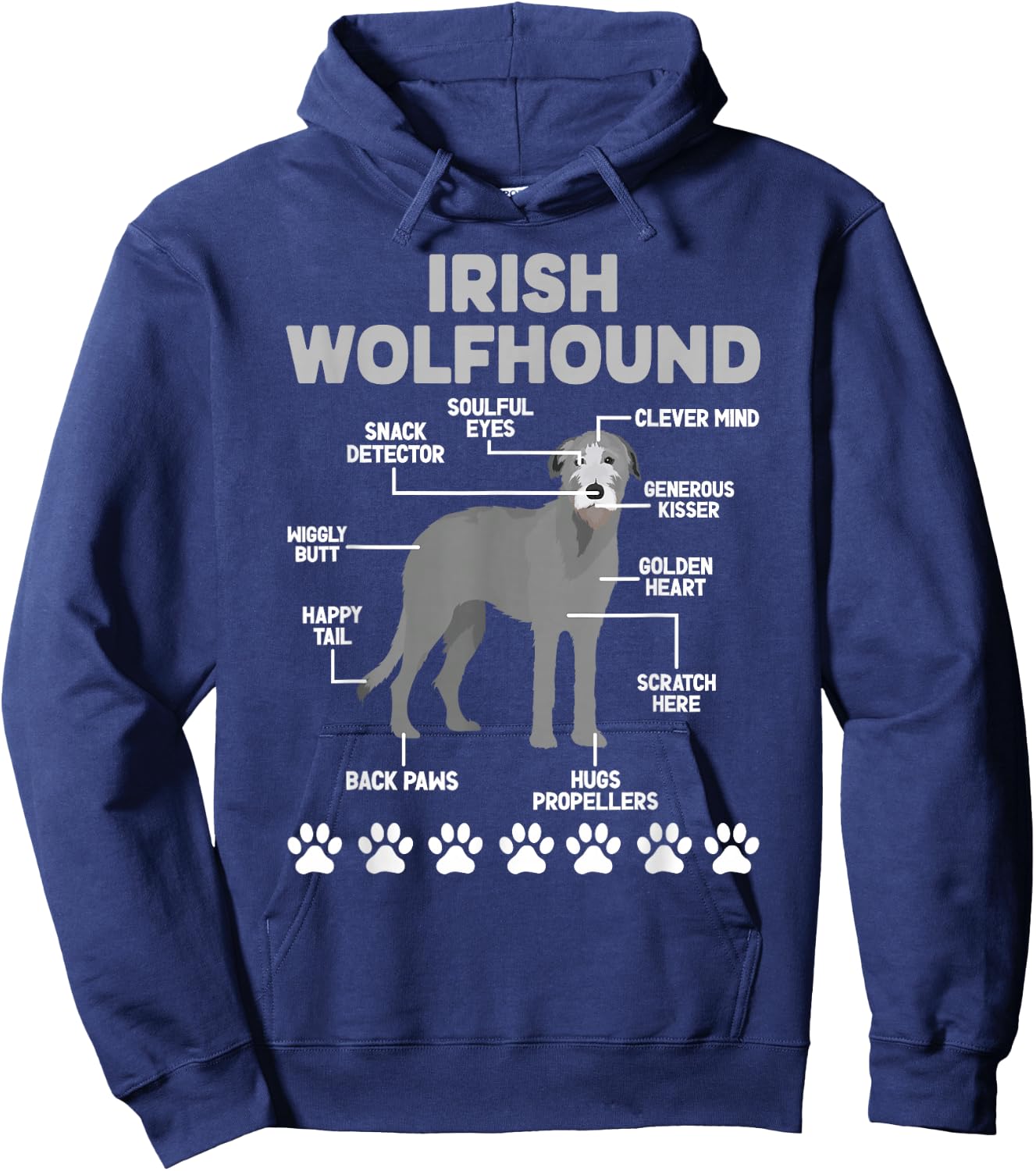 Anatomy Of Irish Wolfhound Lover Irish Wolfhound Owner Hoodie - Hoodie | Navy