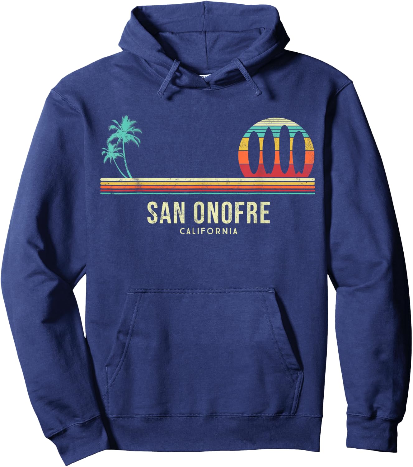 California Surf San Onofre Vintage Surf Board Surfer Hoodie - Hoodie | Navy
