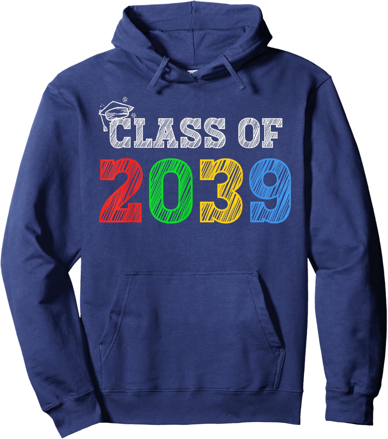 Class of 2039 Grow With Me Graduation First Day of School Hoodie - Hoodie | Navy