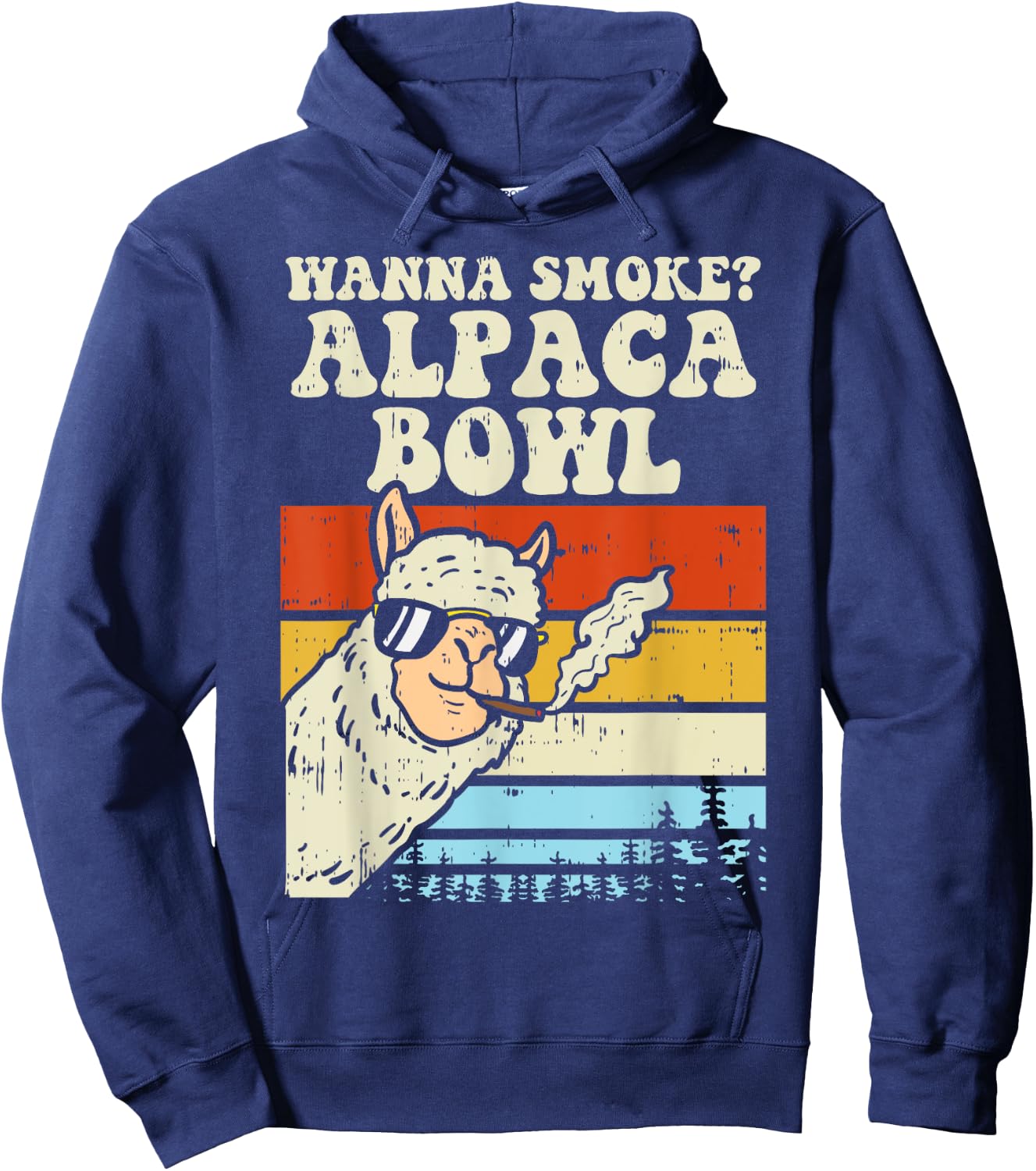 Wanna Smoke Alpaca Bowl Weed Funny Cannabis 420 Stoner Gift Hoodie - Hoodie | Navy